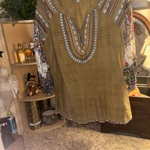 John Mark Olive and Multicolor Embroidered Blouse